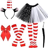 Matiniy 6 Pcs Cat Costume Include Headband Tail Tutu Skirt Bow Tail Gloves Socks for Women Girls Halloween Dress Up