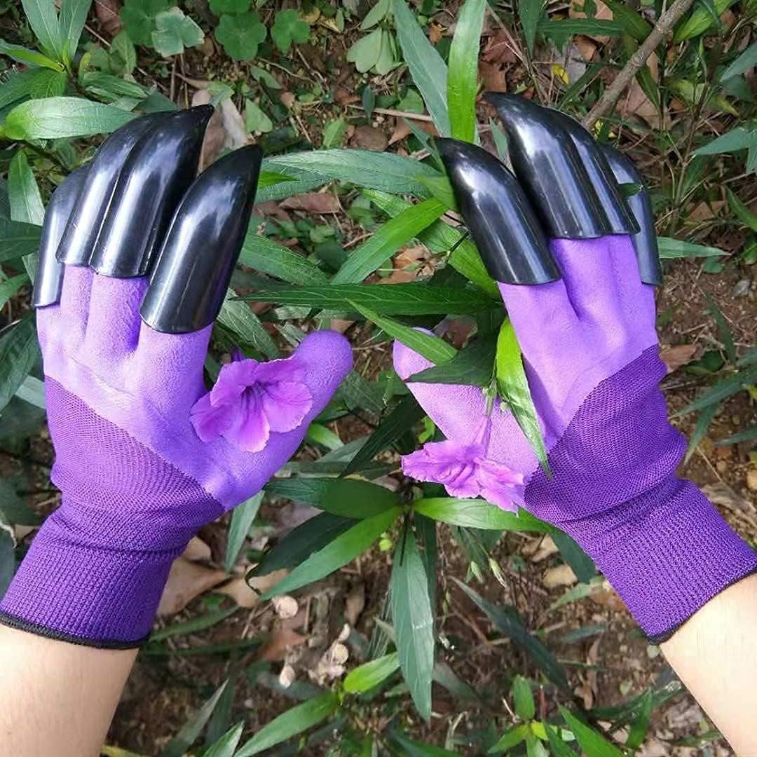 XJYAMUS Gardening Gloves, Waterproof Garden Gloves with Claw For Digging Planting, Best Gardening Gifts for Women and Men. (Purple): Clothing