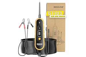 GODIAG Power Circuit Probe Tool, Auto Short Circuit Finder Relay Tester 6V-30V Component Activation Battery Tester Electrical Tool with LED Test Light, Polarity Buzzer Warning 20Ft Cable