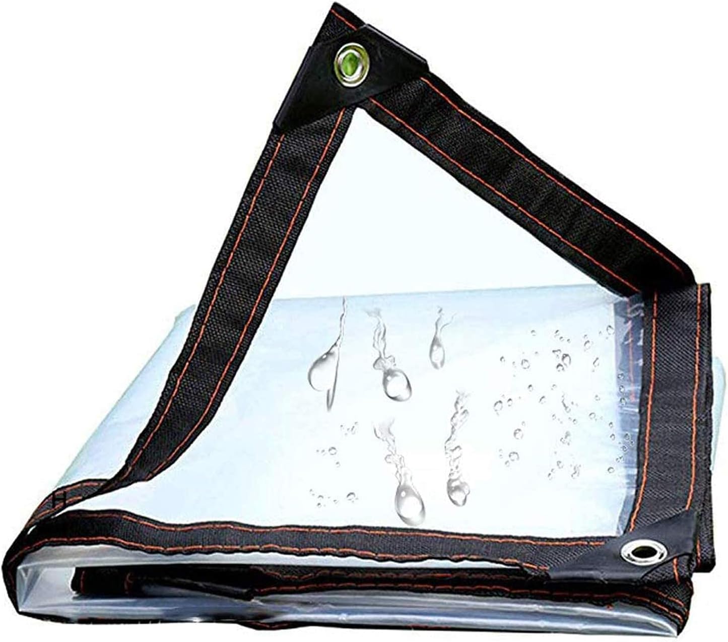 CHFQ 6x8m Clear Tarpaulin, Transparent Tarps with Grommets, Heavy Duty
