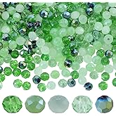 SUNNYCLUE 1 Box 350Pcs Faceted Glass Beads 6mm Green Glass Beads Electroplate Rondelle Flat Transparent Glossy Loose Spacers for Jewelry Making DIY Bracelet Necklace Earring Keychain Crafts Adults