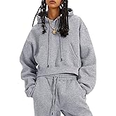 Kissonic Women's Fleece Jogger Sets 2 Pieces Sweatsuits Outfits Crop Top Hoodies Jogger Pants