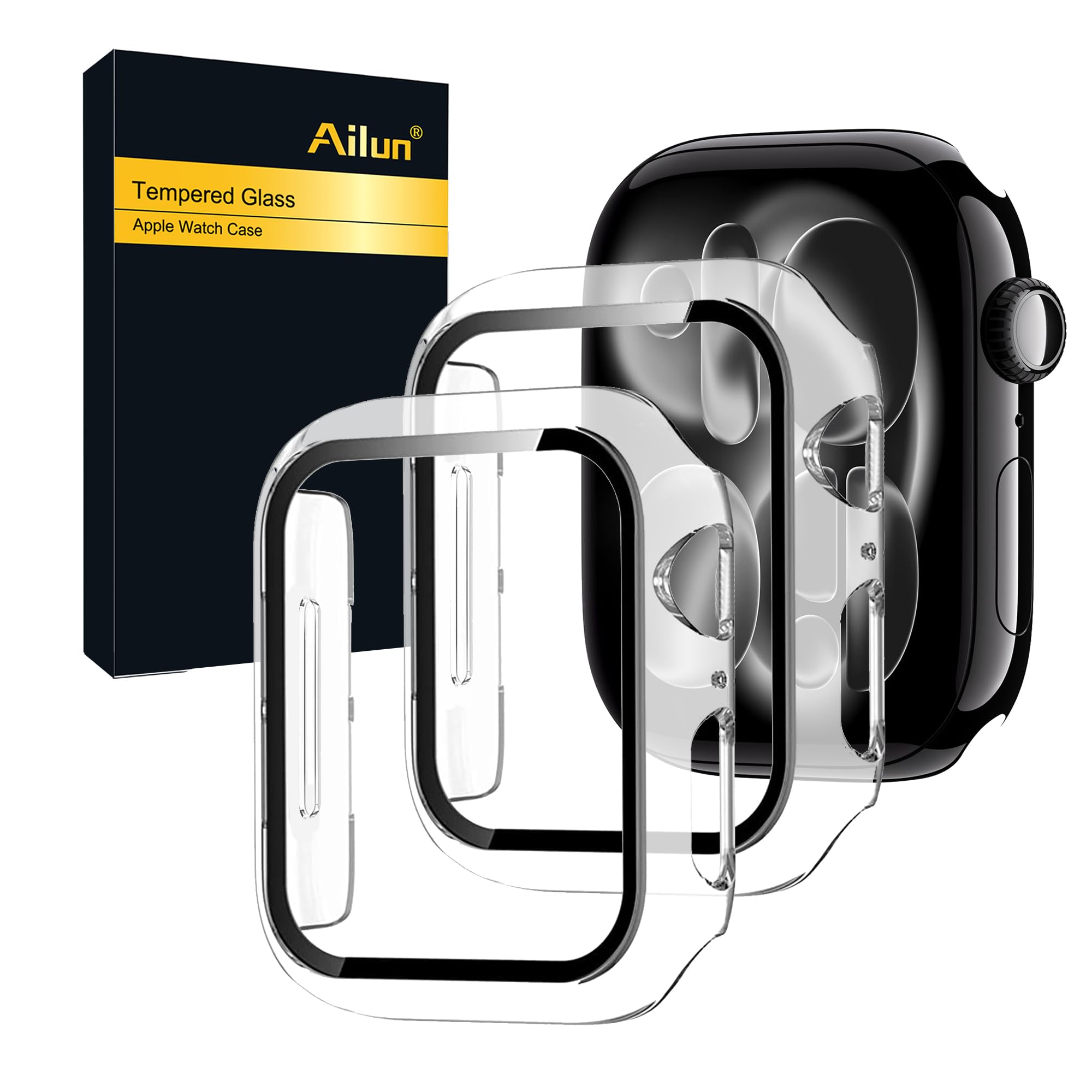 Photo 1 of Ailun for Apple Watch Series 11/10 Screen Protector Case [42mm], Ultra-Thin Hard PC Case Built in Tempered Glass for iWatch, Shockproof Cover with Button [2 Pack][Clear]