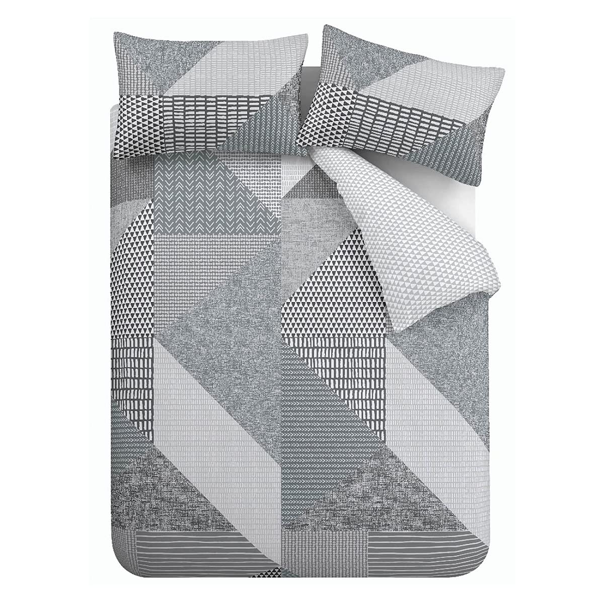 Catherine Lansfield Bedding Larsson Geo King Duvet Cover Set with Pillowcases Grey