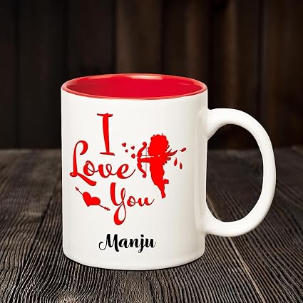 Buy Chanakya I Love You Manju Romantic Inner Red Coffee Name Mug