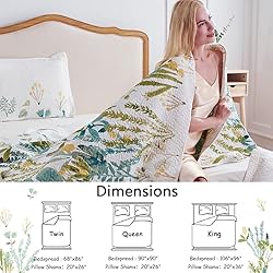 King Size Floral Quilt Set for Bed Lightweight