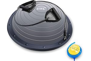 Nice C Balance Ball, Half Ball, Balance Ball, Exercise Workout Trainer, with Resistant Band, Strength Fitness Yoga with Bonus Foot Pump