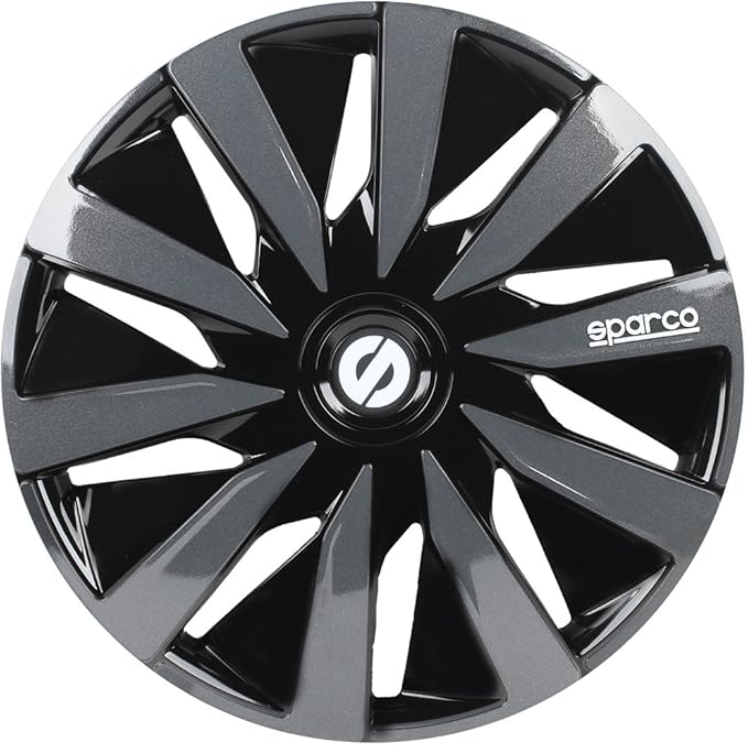 SPARCO SPC1591BKGR Tapacubos Lazio, Negro/Gris, Set de 4, 15