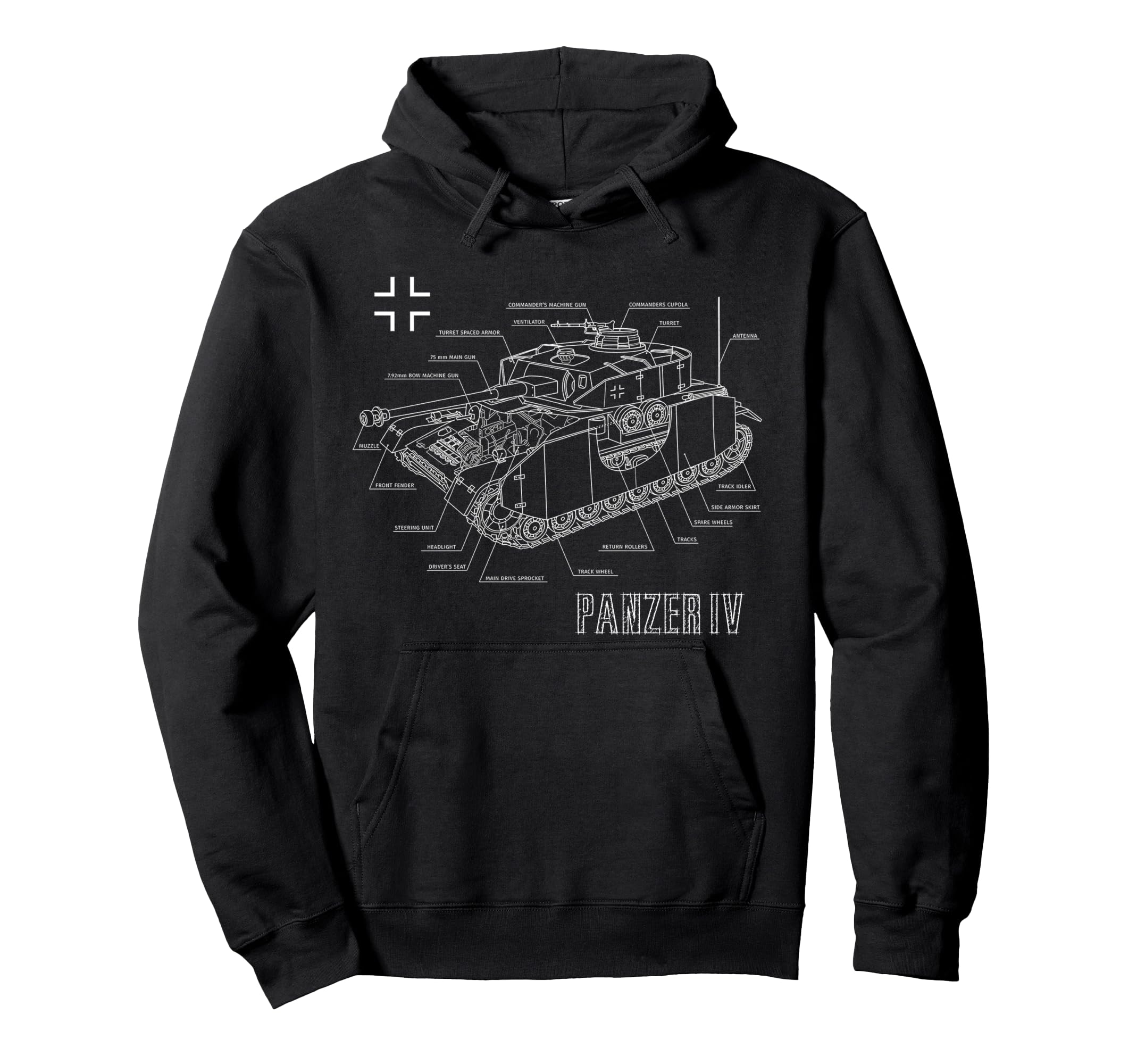 World War 2 German Tank Panzer IV Engineering Blueprint Pullover Hoodie