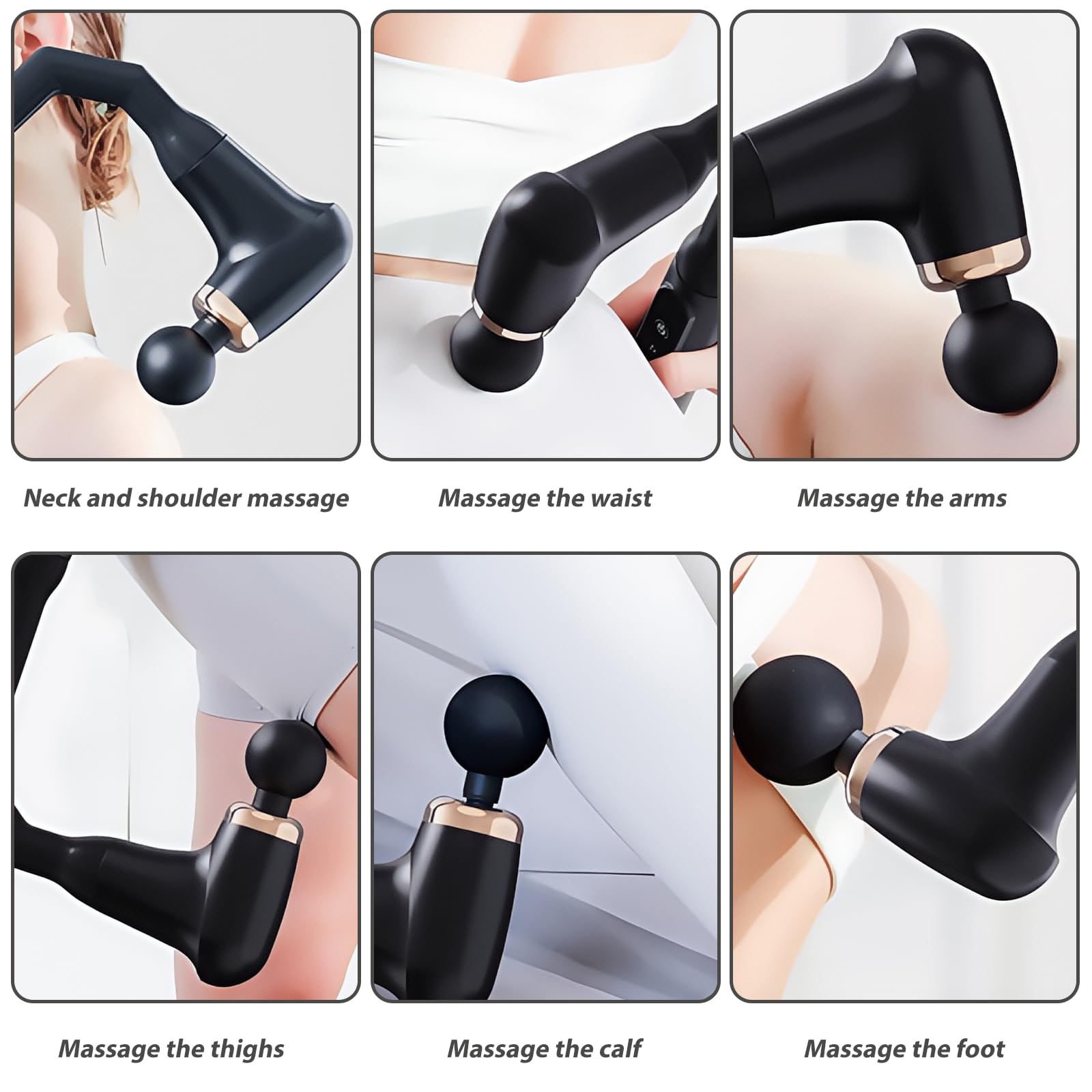 LEKEFETO Revolutionäre U-förmige Massagepistole Rückenmassagegerät: Tiefengewebe Muskel Massagegerät, 4 Köpfen, 6 Geschwindigkeitsstufen, Tiefengewebe Massagepistole für Schmerzlinderung 7