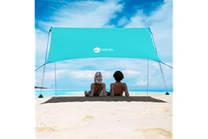 EasierHike Beach Shade Tent, Beach Umbrella Portable Easy Pop Up Beach Canopy, UPF50+ Sun Protection Shelter, Windproof & Water Resistant, Beach Umbrellas for Sand Windproof Cords, Perfect for Family