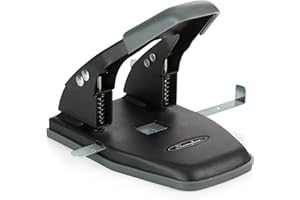 Swingline 2 Hole Punch, 28 Sheet Capacity Hole Puncher, Paper Punch, Low Effort Comfort Handle, Alignment Guide, Black (74050)