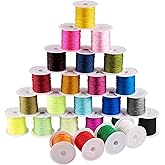 PH PandaHall 0.8mm Nylon String Beading Thread 25 Colors Chinese Knotting, Kumihimo Macrame Cord Wind Chime Blinds String for Macrame Friendship Bracelets Christmas Ornament, 250 Yards
