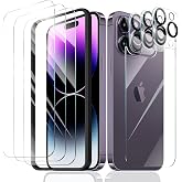 Fynorao 3+3+1+1-Pack, Screen Protector and Camera Lens Protector for iPhone 14 Pro Max with Back Tempered Glass Film &amp; Installation Alignment Aid, Tempered Glass Film, HD Protection, 9H Hardness