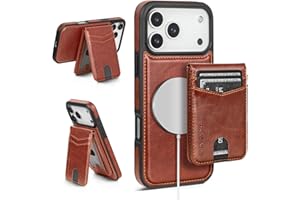 SkyEagle Compatible with Magsafe 2 in 1 Detachable iPhone 17 Pro Max Wallet Case with Card Holder,Women Men Magnetic PU Leather RFID Blocking Flip Kickstand Credit Slots,for Apple 17 ProMax,Brown