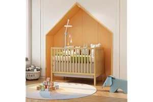 HZANHY 5-in-1 Baby Crib,Convertible Crib, Baby Crib, Converts from Baby Crib to Toddler Bed, Daybed and Full-Size Bed Frame, Fits Standard Full-Size Crib, Baby Bed Natural (Mattress not Included