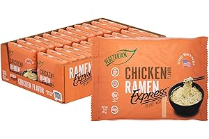 RAMEN EXPRESS Chicken Flavor Ramen Noodle Packs, 3 Oz Each (Pack Of 24) | Animal-free Ramen Noodles | All Plant-based | Made in U.S. with finest American flour