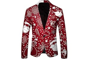 Men's Christmas Blazer Suit Jackets Ugly Xmas Reindeer Snowflake Sweaters Jackets Open Front Casual Sports Coats