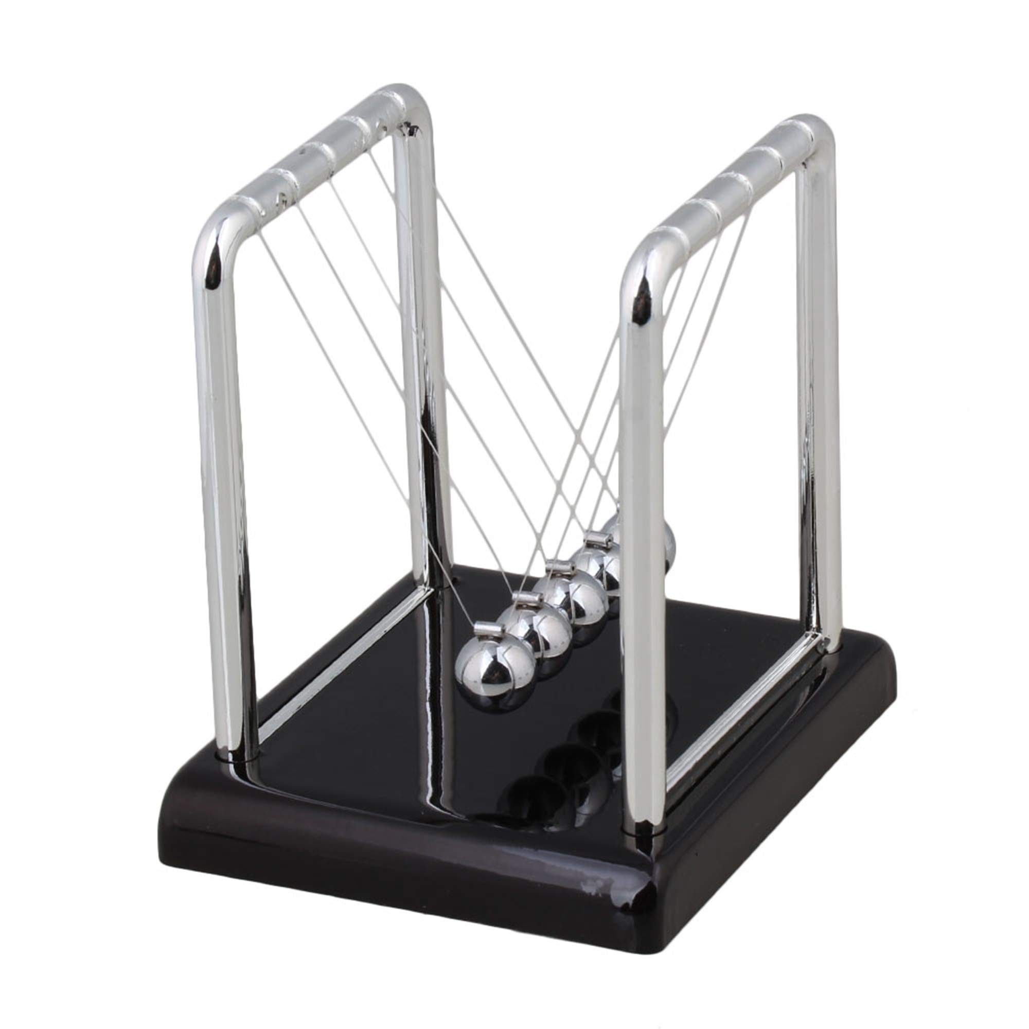 BQLZR Solid Steel Ball, Nylon Rope, Plastic Bracket And Base Lightweight Newton's Cradle Steel Balance Balls Desk Top Pendulum,Balance Balls