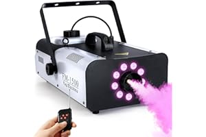 TCFUNDY Fog Machine with Lights, 1500W Smoke Machine RGB 9 LED Lights for DJ Halloween Wedding Party Stage with Remote Contro