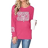 JINTING Valentines Day Shirts Women Heart Shirt Love Graphic Top Valentines XOXO Print Crewneck Long Sleeve Top