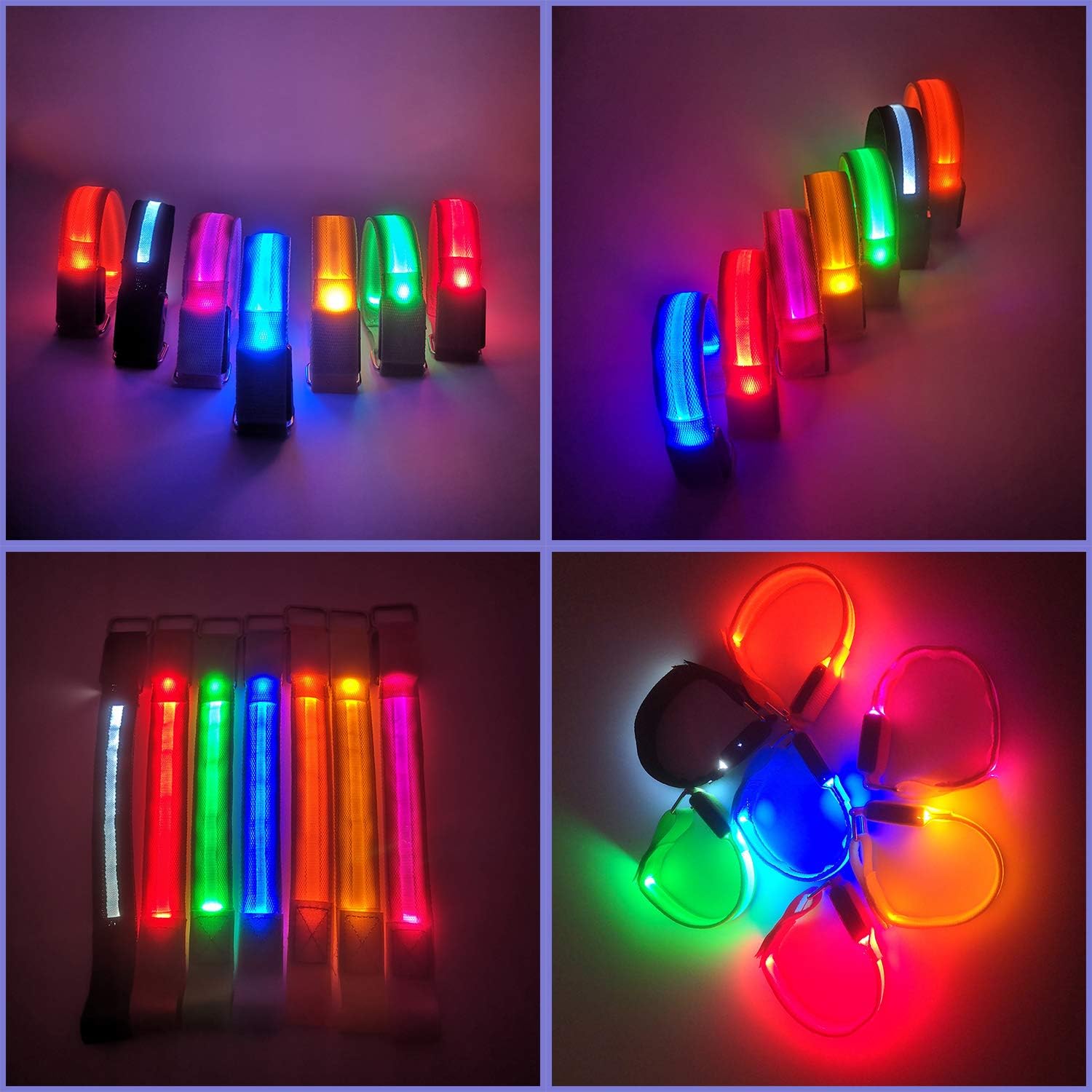 LED Armband for Running Cycling Exercising Glow Light up in Dark Night Running Gear Safety Reflective Sports Event Wristbands with USB Charging Cord (2 Pack Yellow) : Sports & Outdoors