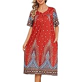 ETOSELL House Dresses for Women Floral Print Mumu Nightgowns Sleepwears with Pockets Lounge Dress