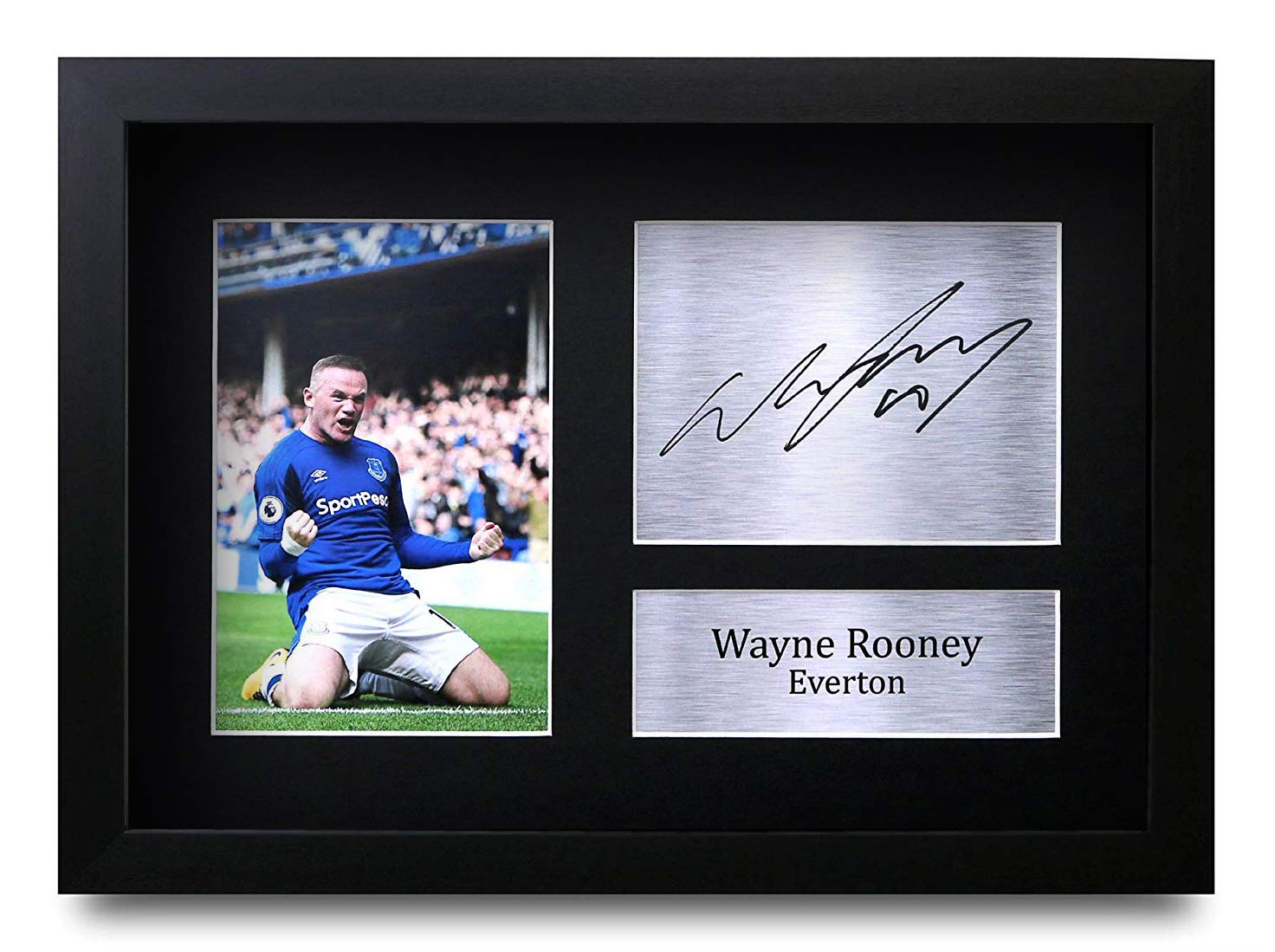 HWC Trading FR Wayne Rooney Gift Signed FRAMED A4 Printed Autograph Everton Gifts Photo Display