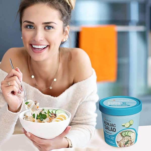 HETHSTIA LOW CARB KONJAC PASTA CUP, COLD SHIRATAKI FETTUCCINE WITH VINAIGRETTE SAUCE, GLUTEN-FREE VEGAN SIDE DISH, KETO, SUGAR-FREE, LOW FAT, PRE-PACKAGED MEAL, READY TO EAT, 6.7 OZ (PACK OF 6)