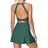 Heathyoga Tennis Dress with Built in Shorts and Bra Athletic Dress for Women Summer Cut Out Twisted Golf Workout Dress