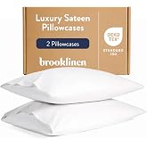 Brooklinen Sateen Pillowcase Set Hotel-Quality Luxury - Standard, White | Set of 2 silky 100% cotton sateen pillowcases with a smooth, breathable finish; envelope closure keeps pillows tucked.