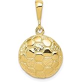 10k Yellow Gold Soccer Ball Pendant with Hexagon Design, Unisex Sports Charm for Men or Women, Athletic Jewelry Symbolizing Teamwork, Soccer Accessory for Fans, Real Gold Sports Pendant 30 mm x 16 mm
