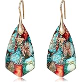 Wovanoo Natural Stone Earrings Multishape Dangle Drop Earrings Boho Stone Earring for Women