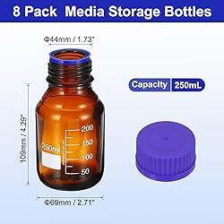 PATIKIL 8 Pack Reagent Media Storage Bottles, 250ml