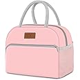 Coobiiya Lunch Bag for Women Men, Insulated Reusable Picnic Bag, 10.8"L x 6.3"W x 8.85"H, Pink