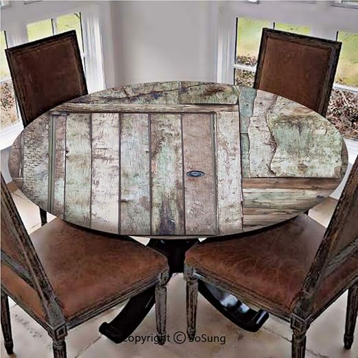Amazon Com Elastic Edged Polyester Fitted Table Cover Old Rustic
