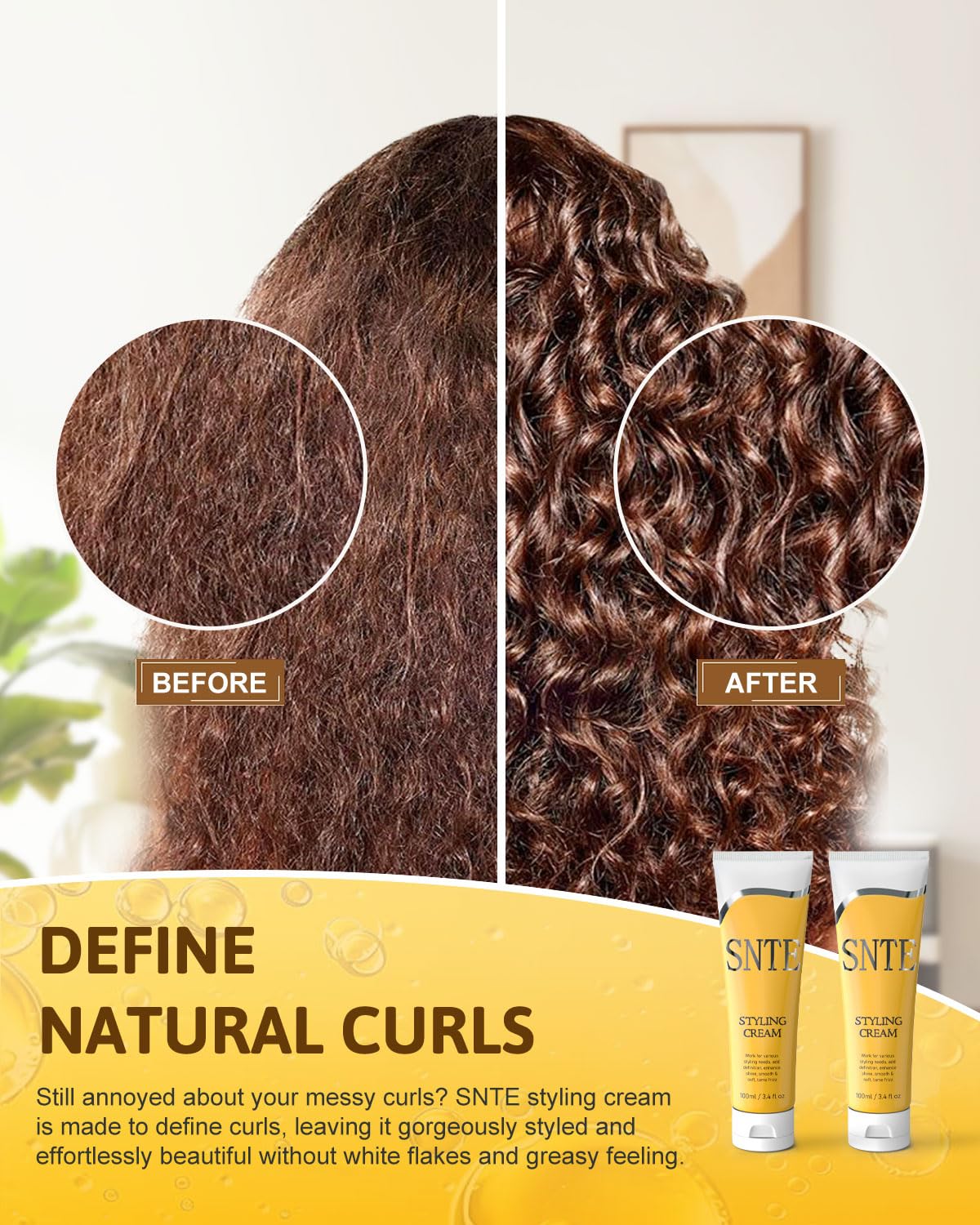 Styling Cream, Non-greasy Smoothing Cream for Women & Kids Curl Defining, Fragrance-Free Flyaway Control for Frizz & Baby Hair, Styling Products for Slick Back, Bun, Ponytail, Braiding