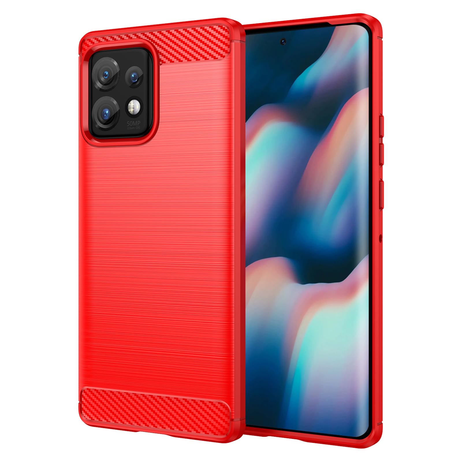 SCL Case for Moto Edge 40 Pro Case Motorola Edge 40 Pro Case [Red], Carbon Fibre Effect Gel Grip Protection Cover [Anti Scratch][Anti Collision] Case Compatible with Motorola Edge 40 Pro