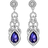 TRWWELL Vintage Rhinestone Wedding Bridal Teardrop Dangle Earrings Fancy Crystal Chandelier Drop Earrings for Women Brides