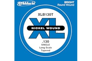 D'Addario XLB130T Nickel Wound Bass Guitar Single String, Long Scale, .130, Tapered