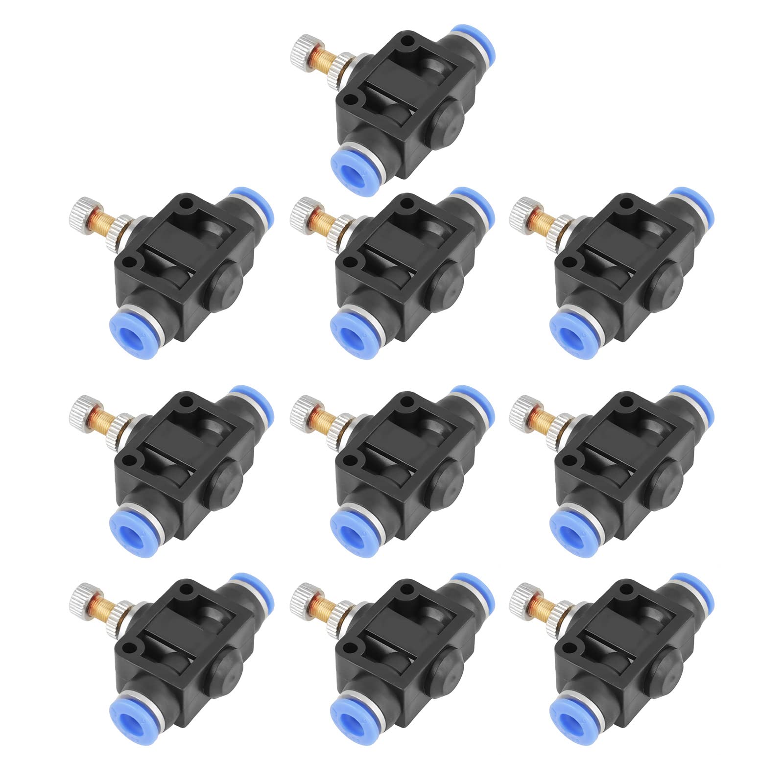 Oumefar Straight Push Control Valve Pipe Throttle Valve Plastic Air Flow Speed Regulator Quick Connect Fittings Inline Pneumatic Valve for Fuel Gas Liquid Air 6mm