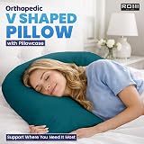 Rohi Orthopaedic V Pillow with Pillowcase Teal Anti-Allergy Hollowfibre Support view 2