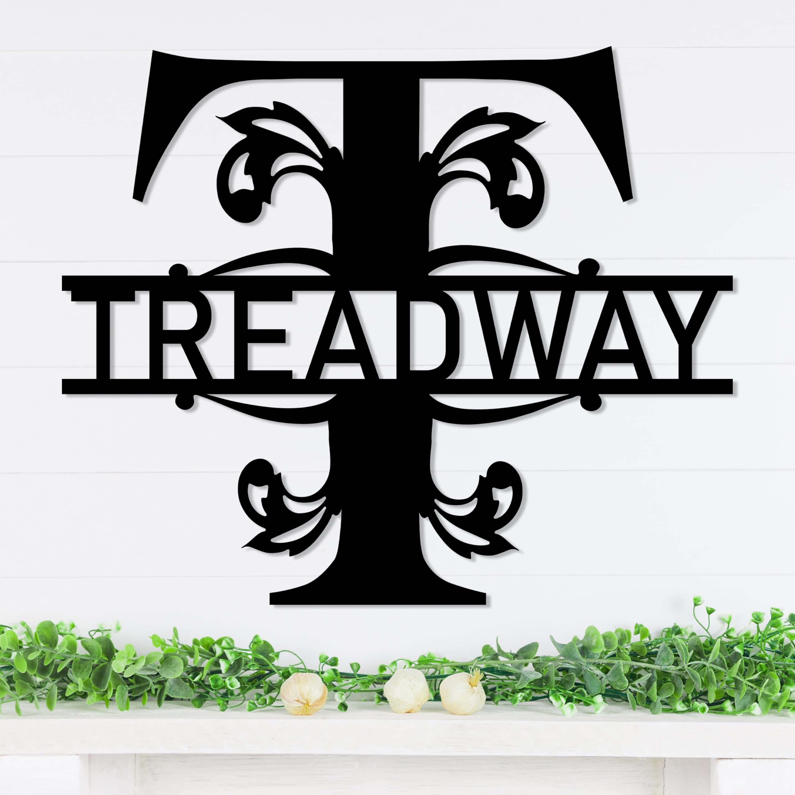 Personalized Metal Name Signs, Split Letter Monogram Wall Decor, Custom Last Name Sign, Family Name Sign for Outdoor, Personalized Wedding Gift, Garden Decor, Metal Wall Art, Housewarming Gift (MonogramDesign_4)
