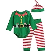 Aslaylme Baby Christmas Outfit Newborn Xmas Clothes Elf Bodysuit