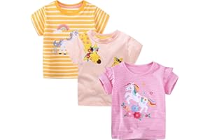 Winzik Girls Shirts Toddler Girl Short Sleeve T Shirt Kids Unicorn Puff Easter Tee Tops Summer Clothes 18M-8Y