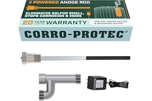 Corro-Protec, Powered Anode Rod for Bradford White Water Heater and Hot Water Outlet Installation, Eliminates Rotten Egg/Sulf