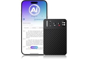 AUNGSEL AI Voice Recorder, Transcribe & Summarize AI Audio Recorder, Support 121 Languages, 64GB Memory, Wireless Charging, App/Web Control, Digital Recording Device for Lectures, Meetings, Calls
