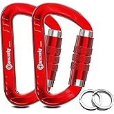 3inch Auto Locking Carabiner Clips Heavy Duty, 12KN /2697lbs Lightweight keychain carabiners, Sturdy Twist Lock Caribeeners for Camping Hiking Hammock Swing Backpack, dog leash and Harness etc