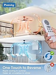 Passky Ceiling Fans with Lights, 52 inch Sleek