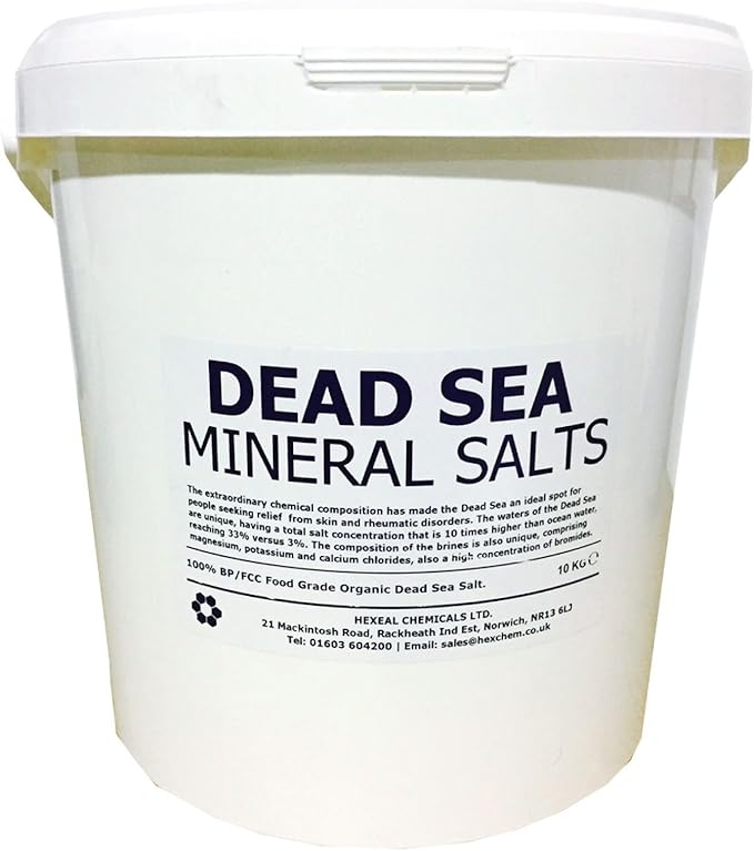 Hexeal DEAD SEA SALT 10KG BUCKET 100 Natural FCC Food Grade